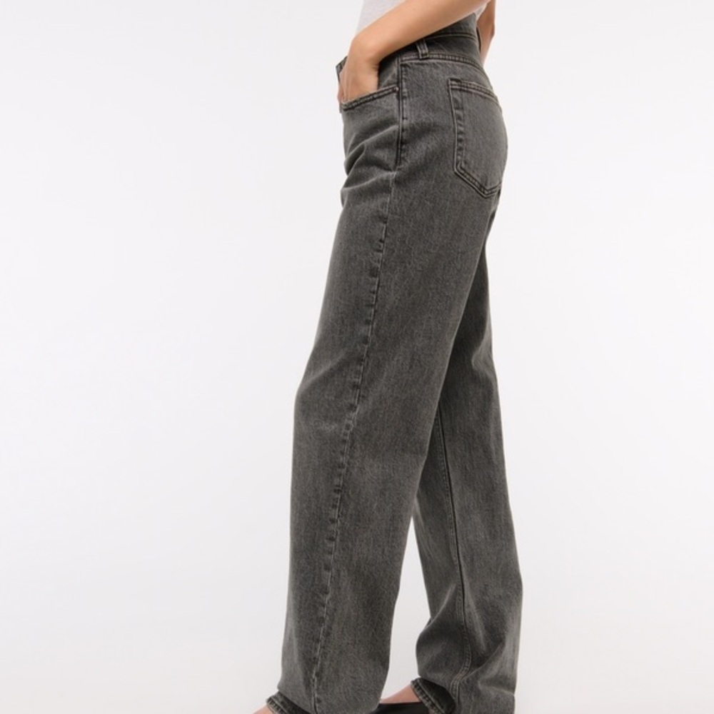 BRAND NEW WITH TAGS Abercrombie & Fitch Women's Gray Low Rise Baggy Jeans 24/00s - Picture 6 of 7